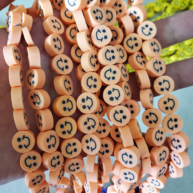 Colorful Clay Jewelry Supplies Rainbow Polymer Clay Smiley Smile Face Flower Jewelry Spacer Disc Coin Beads for Kids Jewelry