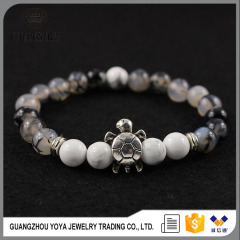 BAA1702 Hot sale White Howlite & Dragon Vein Agate Beaded Turtle Bracelets,Spiritual jewelry Energy bracelet