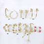 EC1746 2021Gold Plated CZ Micro Pave Butterfly Love Heart Link Chain Post Semi Hoops Earring,