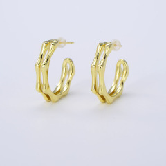 Wholesale Fashion 18K Gold Plated Brass Hoop Studs Huggies Minimals Simple Earring