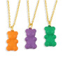 NM1199 gummy enamel neon multi colored bear Pendant Sweet Necklace for Women