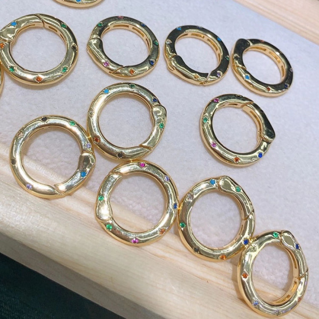 CZ8207 Gold Plated Brass Round Round Square Heart Star Shape Spring Clasp,Push-in Gate Spring Ring Clasps