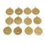 JS1331 High quality antique bronze horoscope disc charm,zodiac astrology pendant for birthday gift