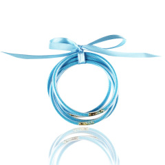 BI1001Designer Glitter Women Bracelets Bangles Set Glitter Filled Silicone Plastic Bowknot Jelly Christmas Bracelet