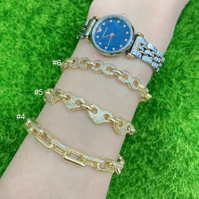 BC1326 Fashion Gold Plated Zircon CZ Micro Pave Curb Cuban Heart Coffee Bean Link Chain Adjustable Bracelets for Women