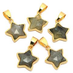 JF7301  New Dainty Faceted Natural Semiprecious Stone Round Pendants,Gold Bezel Faceted Gem Coin Pendant