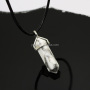 NE2318 Black leather cord chain choker with hexagonal crystal pendant,gemstone point pendant necklace