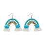 ET1064 pom pom tassel large rainbow earring multilayer handmade cotton thread hairball bohemian jewelry women earring