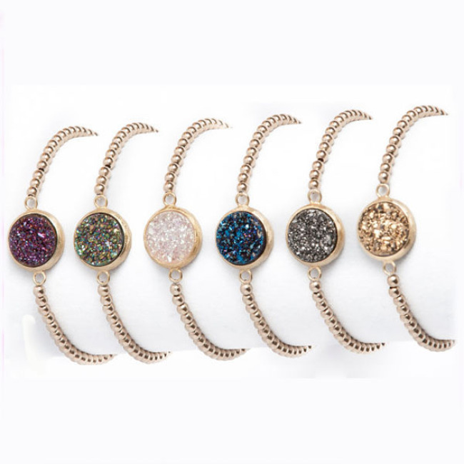 BRH1201 New Style Small Rose Gold Brass Beaded Bracelet,Round Quartz Bracelet For Women