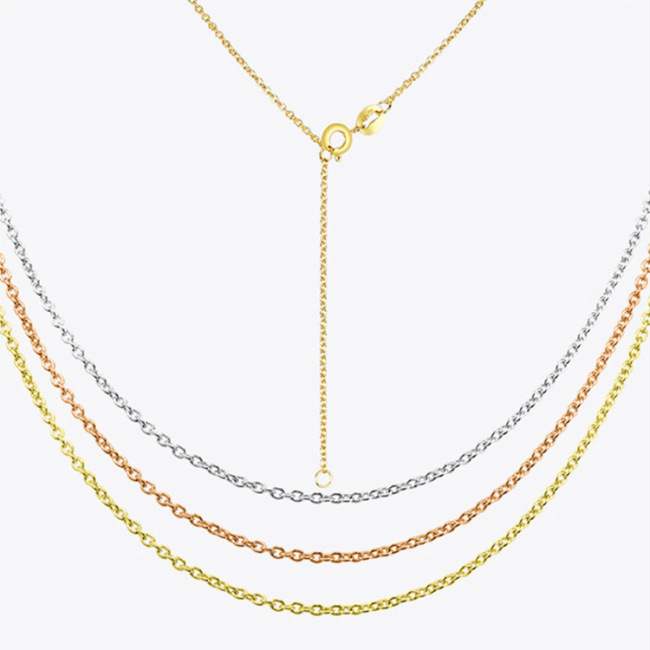 AU750 Adjustable Real 18K Solid Filled Gold Jewelry Thin Chain Design Pure Gold Necklace for Women