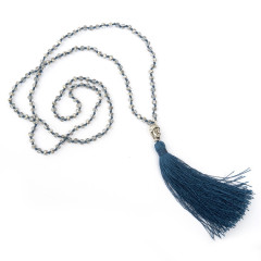 NG1005  Fashion meditation Yoga Jewelry Crystal Glass Beaded Knotted Buddha Tassel Necklace