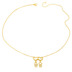 NZ1322 Fashion 18K Gold CZ diamond Cubic Zirconia Boy and Girl Love Pendant Necklaces jewelry gift for lady