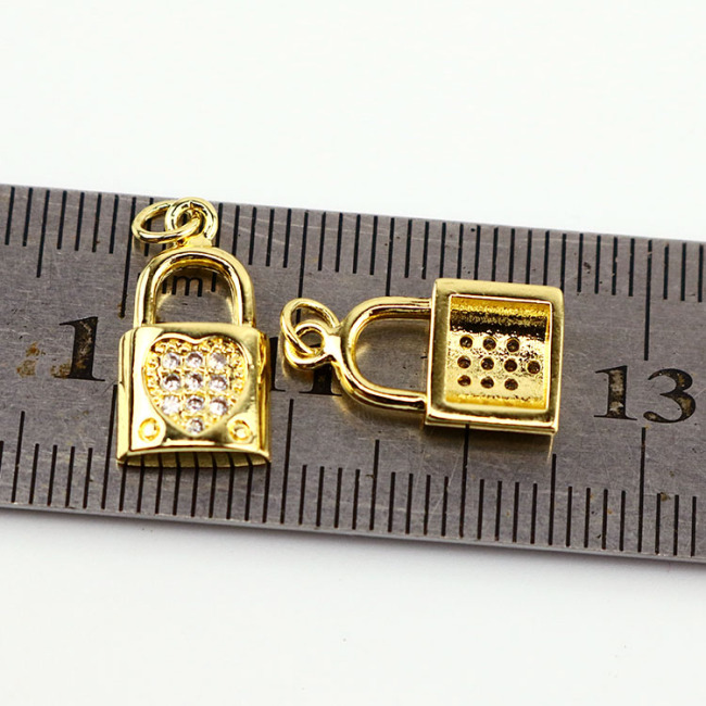 CZ8199 Dainty Gold Plated Brass Padlock Lock Charm Pendant ,Love Jewelry Making Supply
