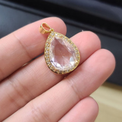 CZ8390 Wholesale cz micro pave diamond big gemstone glass crystal heart square oval charm pendant