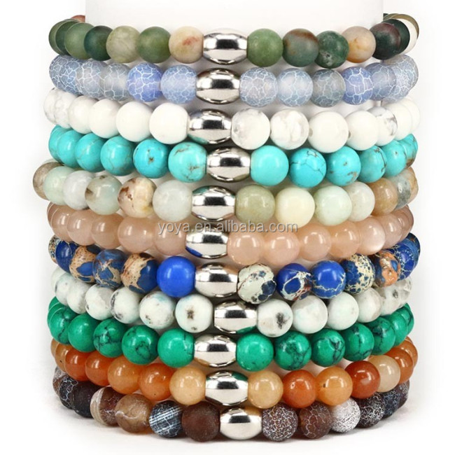 BN5305 gemstone beads stretch bracelet tiger eye and cube hematite men bracelet