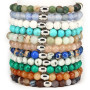 BN5305 gemstone beads stretch bracelet tiger eye and cube hematite men bracelet