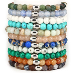 BN5305 gemstone beads stretch bracelet tiger eye and cube hematite men bracelet
