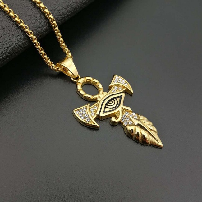 NS1149 Trendy stainless steel box chain necklace jewelry, charm 18K gold plated stainless steel CZ cross pendant men necklace