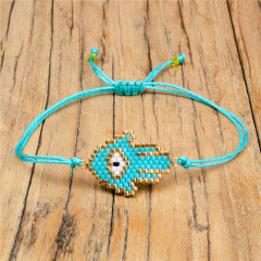 BG1049 Miyuki Seed loom Beaded Hamsa Fatima Hand Adjustable Amulet Charms Jewelry Friendship Bracelets