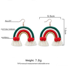 ET1064 pom pom tassel large rainbow earring multilayer handmade cotton thread hairball bohemian jewelry women earring