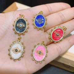 CZ8404 Gold Plated CZ diamond pave evil eyes enamel charms Pendant