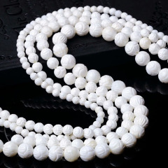 CB8093 White carved White Giant Clam Shell Lotus Flower Beads,Tridacna shell Beads