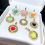 CZ8402 Gold Plated CZ diamond pave heart enamel charms Pendant