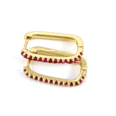 EC1652 New Unique Diamond Crystal CZ micro pave rectangle hoops huggie earrings jewelry for women