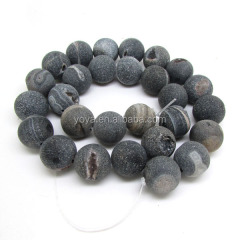 AB0263 Hot sale black matte drusy druzy agate geode beads ,raw beads