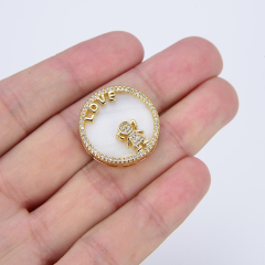 CZ8334 hot sale 18K gold plated brass CZ Micro Pave cute boys girls round love charms pendants