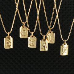 Gold Plated 26 Alphabet Letter Charm Pendant Necklaces Initial Medal Charm Chain Necklace for Women