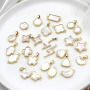JF7335 Dainty White Shell Round Oval Teardrop Square Pendants,Tiny Gold Bezel Shell Star Butterfly Moon Lightning Charm Pendant