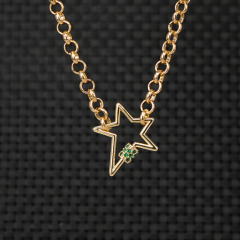 New Spring Jewelry Chic Dainty Cubic Zirconia CZ Micro Pave Carabiner Clasp Buckle Lock Pendant Necklace