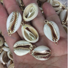 JF7315 Hot sale dainty small gold plated natural cowrie shell charm pendants