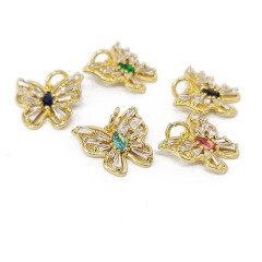 CZ8511 Dainty Chic 18k Gold Plated Baguette Shaped CZ Zircon Butterfly Charm Pendant for Necklace Jewelry Making CZ8511 Dainty Chic 18k Gold Plated Baguette Shaped CZ Zircon Butterfly Charm Pendant for Necklace Jewelry Making