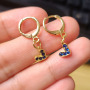 EC1745 Trendy jewelry 18k gold plated mini CZ cubic zircon rainbow heart dangle hoops huggies earrings for women