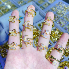 RM1359 Chic Dainty Mini 18k Gold Plated Crystal CZ Butterfly Star Finger Rings