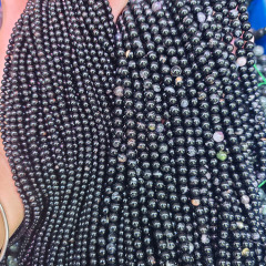 SB7177 Genuine Natural Black Tourmaline Round Beads,Gemstone Loose Beads