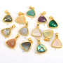 JF7280 2019 Dainty Small Faceted Natural Gem stone Triangle Pendants,Gold Bezel Semiprecious Stone Trillion Pendants
