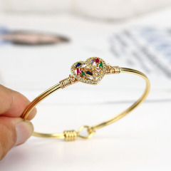 BA1027 Fashion Bangle Gold plated Diamond CZ Micro Pave heart women Bangles Jewelry
