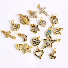 CZ8105 hot sale mini CZ Zircon Micro Pave Butterfly Heart Lock Star Child Charm Pendant for jewelry making
