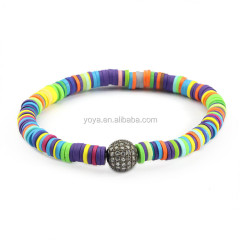 BRP1612-2 hotest bracelet crystal paved bead bracelet with polymer clay
