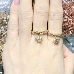 RM1131 Chic Dainty Bling Crystal Gold Plated CZ Micro Pave Sstar Rings for Women Ladies,Diamond Finger Rings