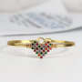 BA1026 Fashion Jewelry Trendy colourful Heart Brass Bangle Gold plated Diamond CZ Micro Pave Copper Bangles
