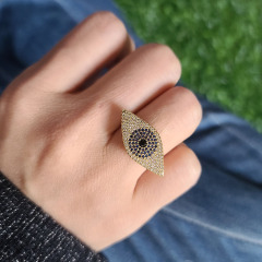 RM1385 18K Gold Plated CZ Micro Pave hummingbird Bird Spiritual ring, cubic zirconia Evil Eyes ring, Zircon Heart Rings