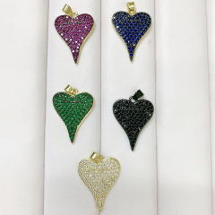 CZ8158 18k Gold Colorful Zircon CZ Micro Pave Love Heart Necklace Accessories Elongated Love Heart Pendant For Jewelry Making CZ8158 18k Gold Colorful Zircon CZ Micro Pave Love Heart Necklace Accessories Elongated Love Heart Pendant For Jewelry Making