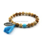 BN1030B gemstone picture jasper elastic bracelet tassel women bracelet with feather charm