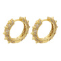 EC1207 Chic Spike hoops Gold Plated Diamond Micro Pave CZ Spike Huggie Hoop Earrings for Women