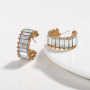EM1091 Fashion Rainbow Crystal Huggie Hoop Earrings for Women Girls