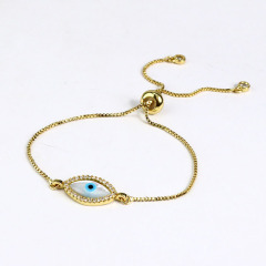 BC1075 Chic Dainty Zircon CZ Paved White Shell MOP Evil Eyes Lucky Chain Protection Bracelets for Women Ladies
